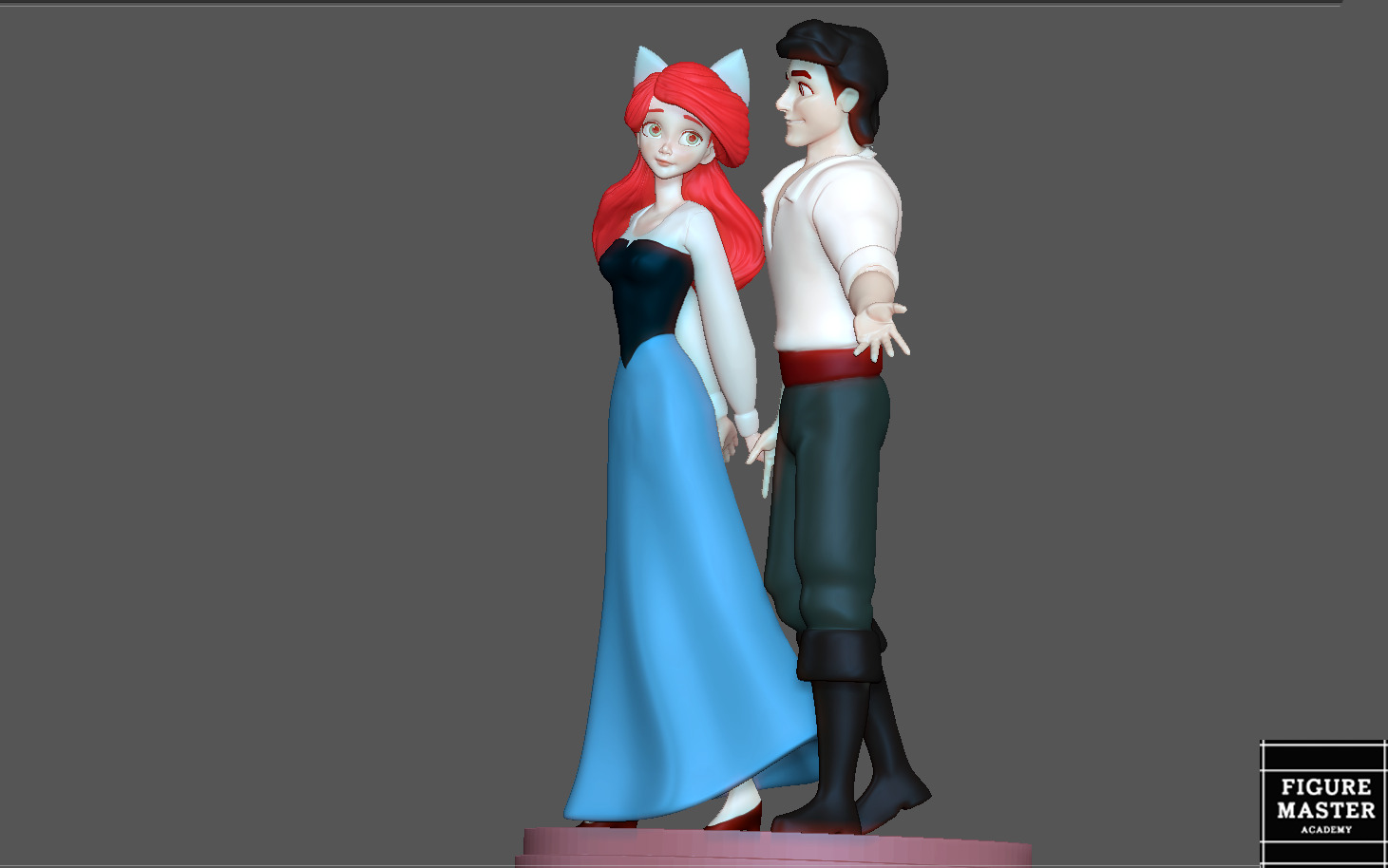 ARIEL LITTLE MERMAID WITH PRINCE ERIC DISNEY ANIMATION PRINCESS 3D print model_1