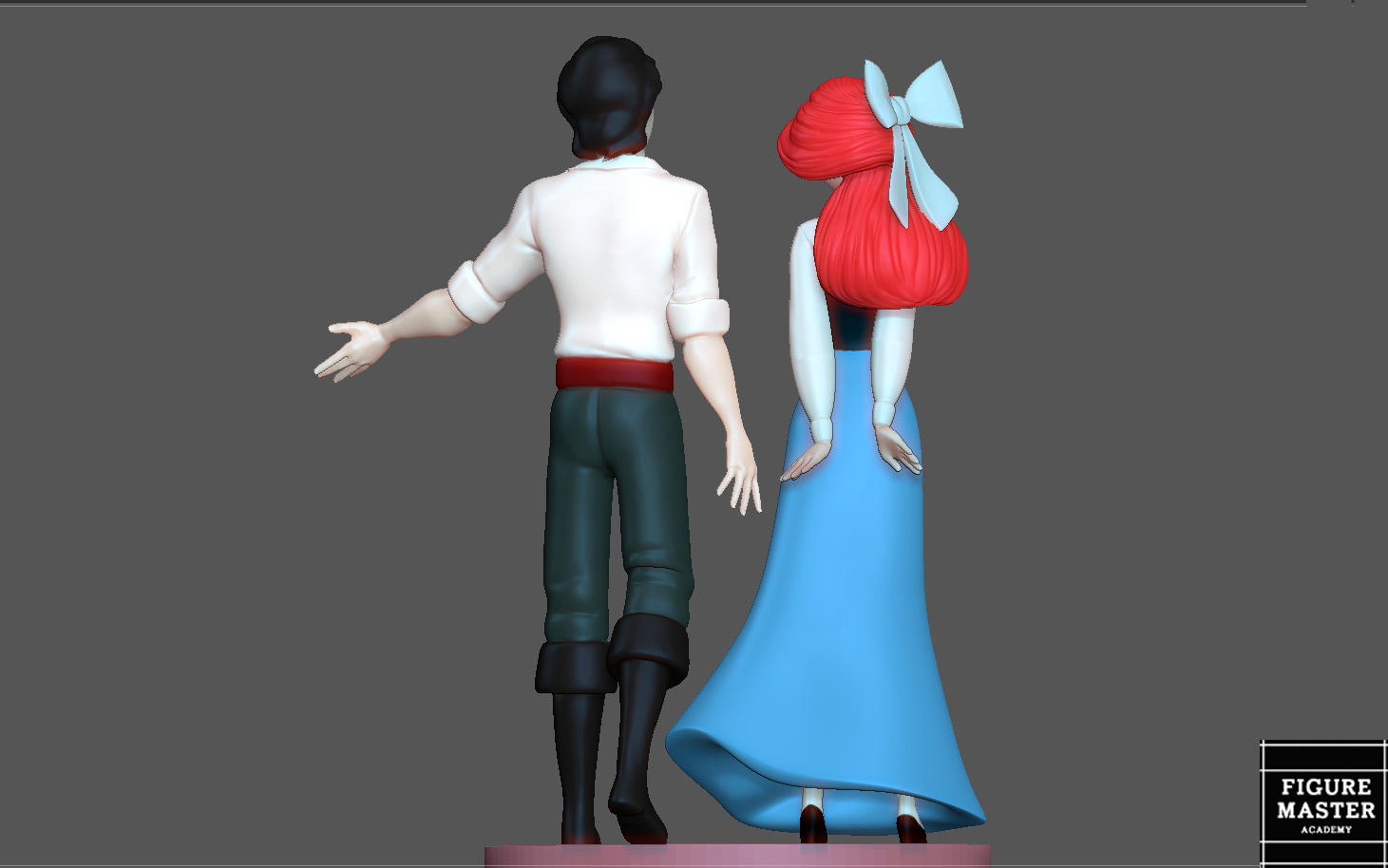 ARIEL LITTLE MERMAID WITH PRINCE ERIC DISNEY ANIMATION PRINCESS 3D print model_4