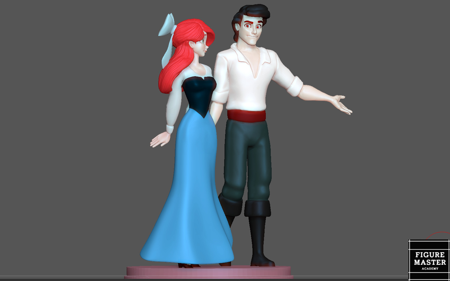 ARIEL LITTLE MERMAID WITH PRINCE ERIC DISNEY ANIMATION PRINCESS 3D print model_3