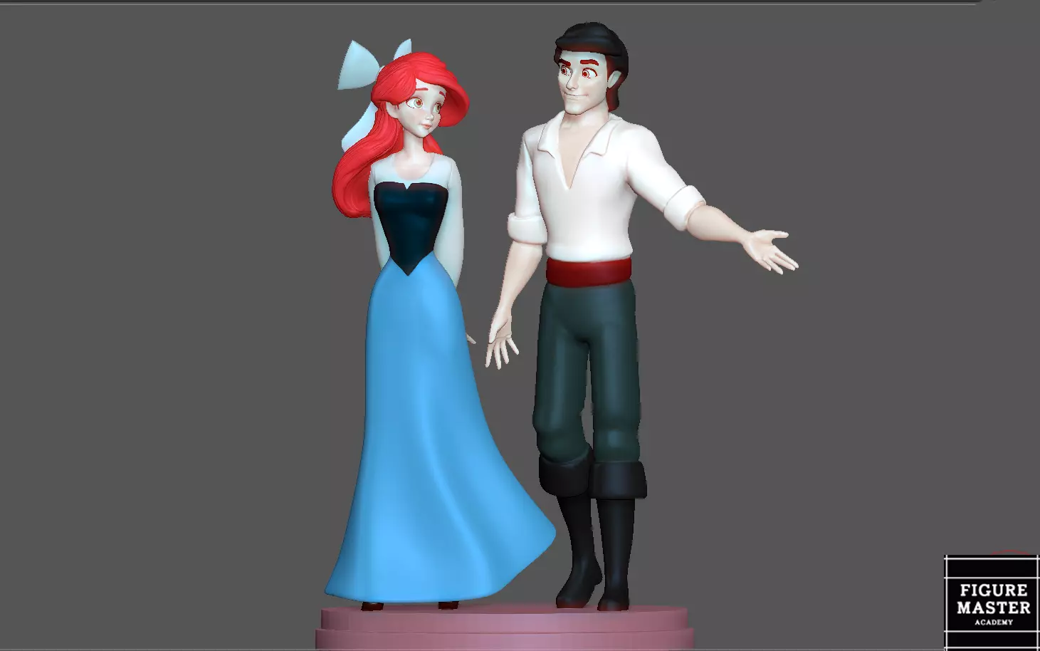 ARIEL LITTLE MERMAID WITH PRINCE ERIC DISNEY ANIMATION PRINCESS 3D print model_0