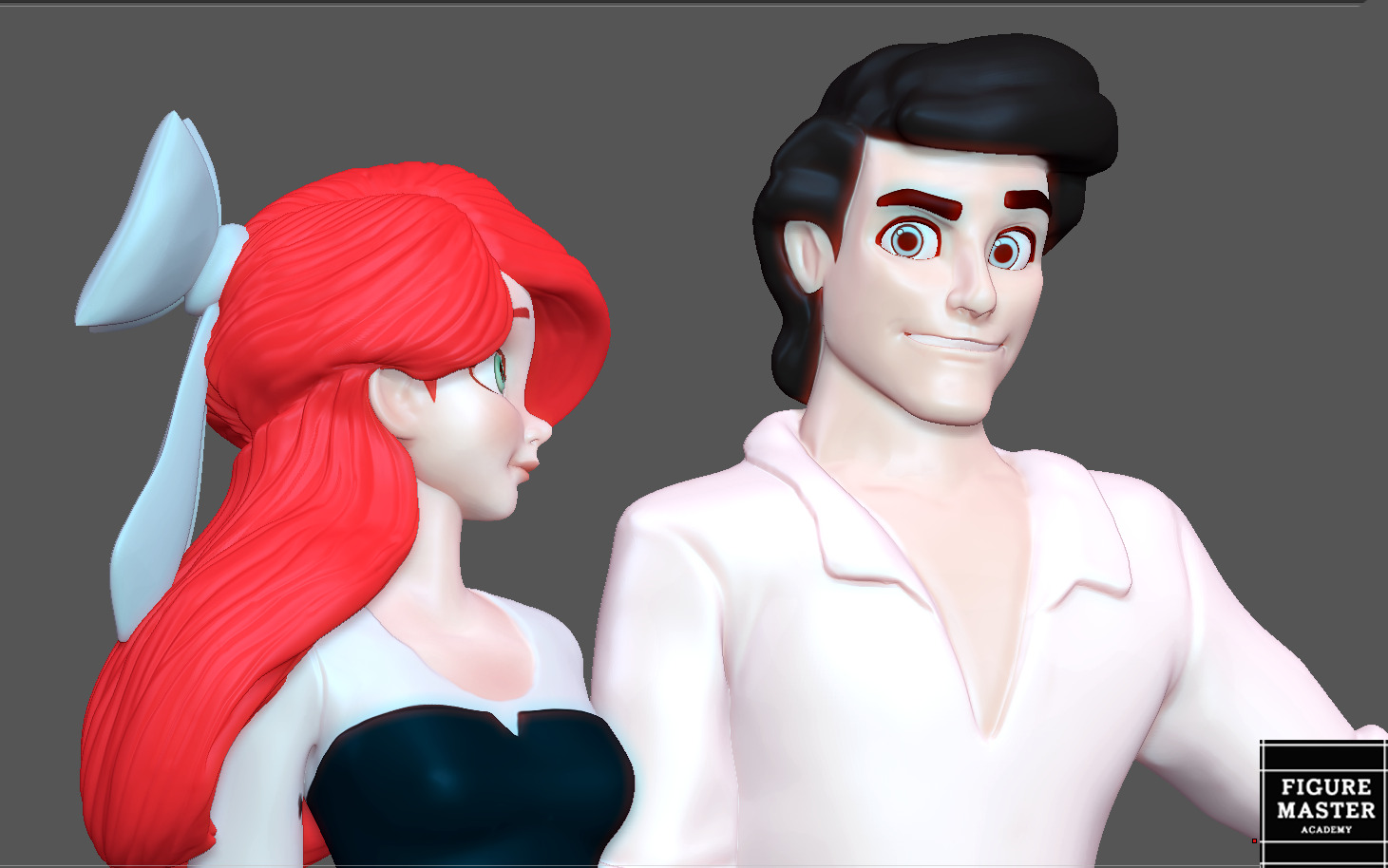 ARIEL LITTLE MERMAID WITH PRINCE ERIC DISNEY ANIMATION PRINCESS 3D print model_7