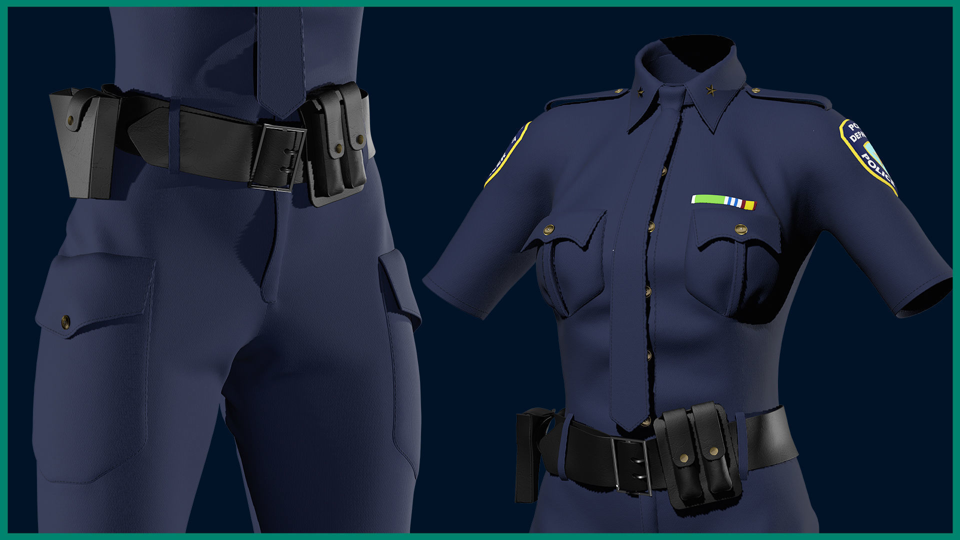 female police uniform with texture 3D model_3