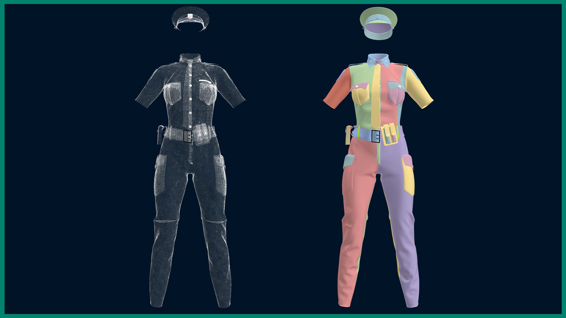 female police uniform with texture 3D model_5