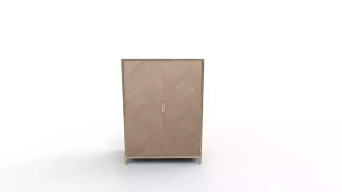 Herringbone Wood Accent Storage Cabinet With 2 Doors 3D model