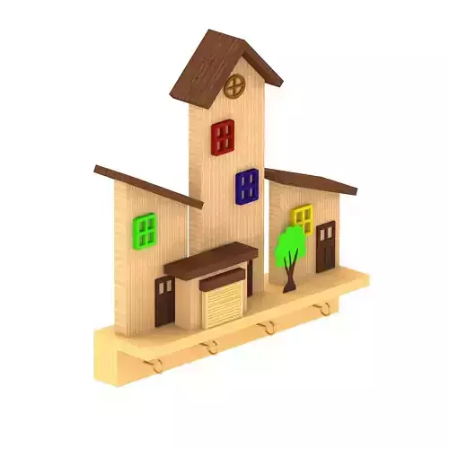 Wall-mounted key holder design Low-poly 3D model Low-poly 3D model