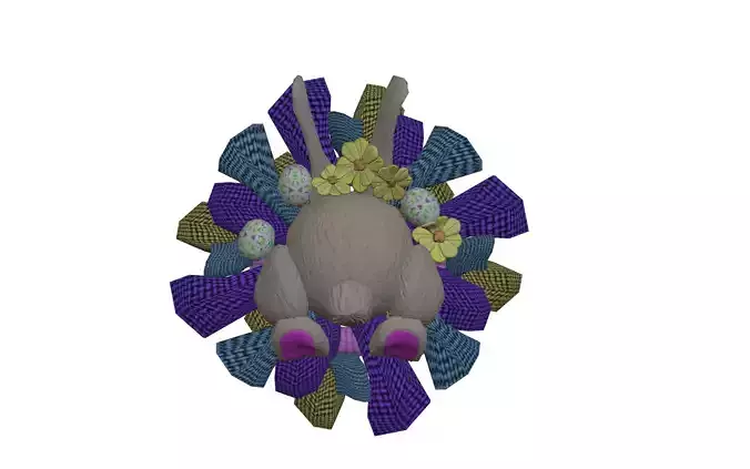 Easter Bunny Wreath Low-poly 3D model