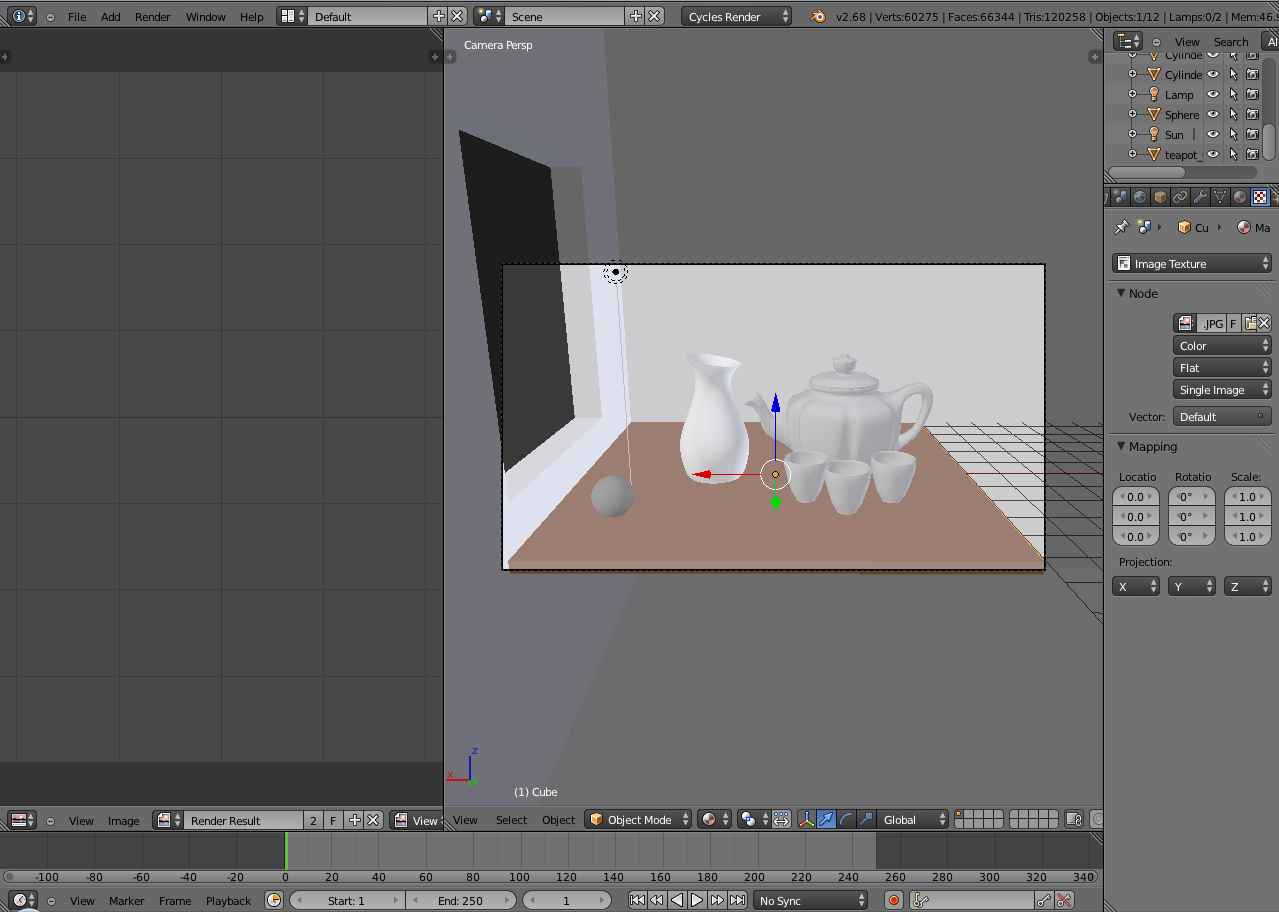 Teapot and mugs on the table Free 3D model_1