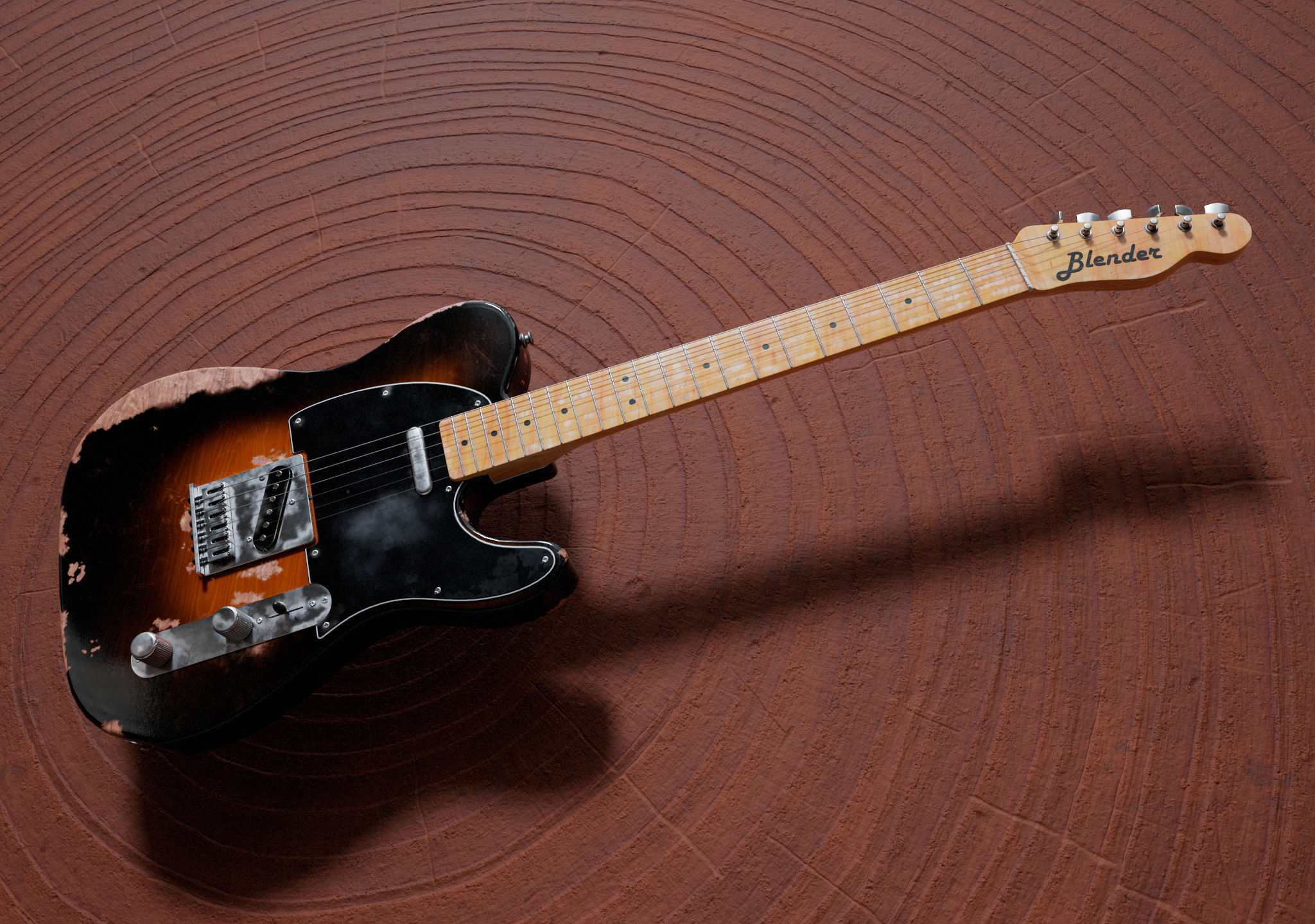 Telecaster Style Electric Guitar Low-poly 3D model_1