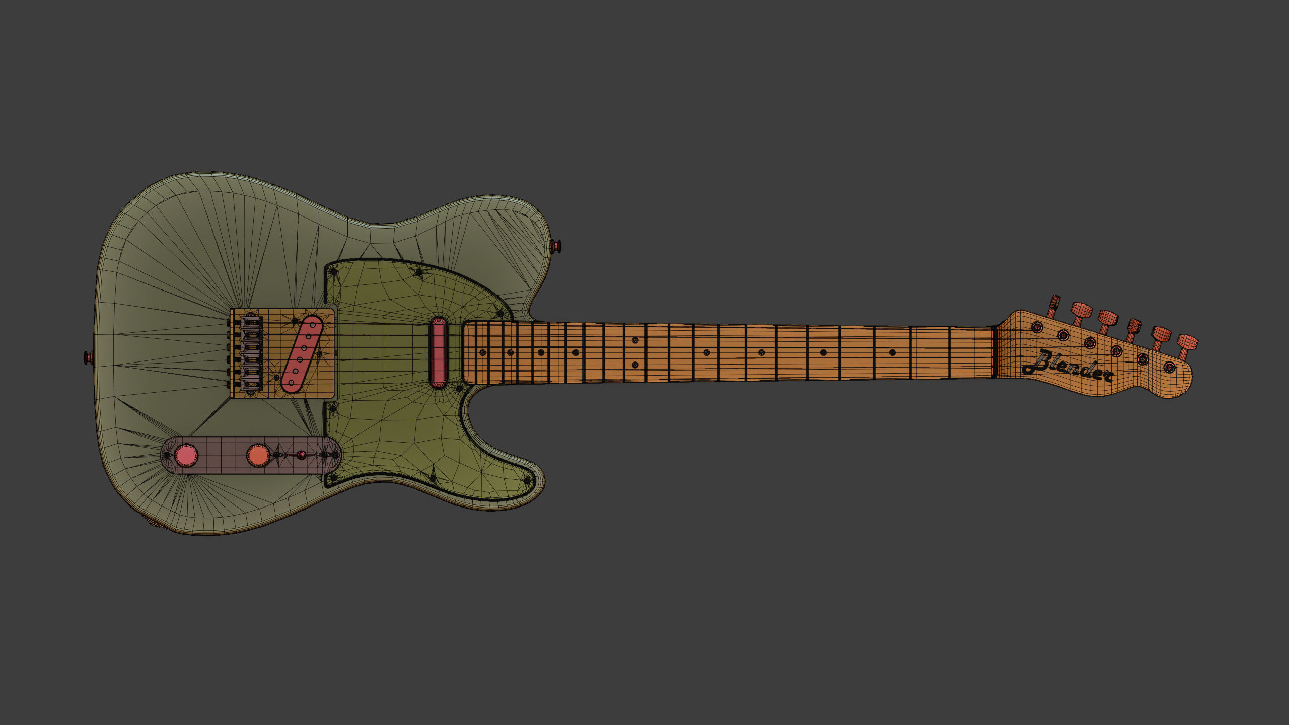 Telecaster Style Electric Guitar Low-poly 3D model_6