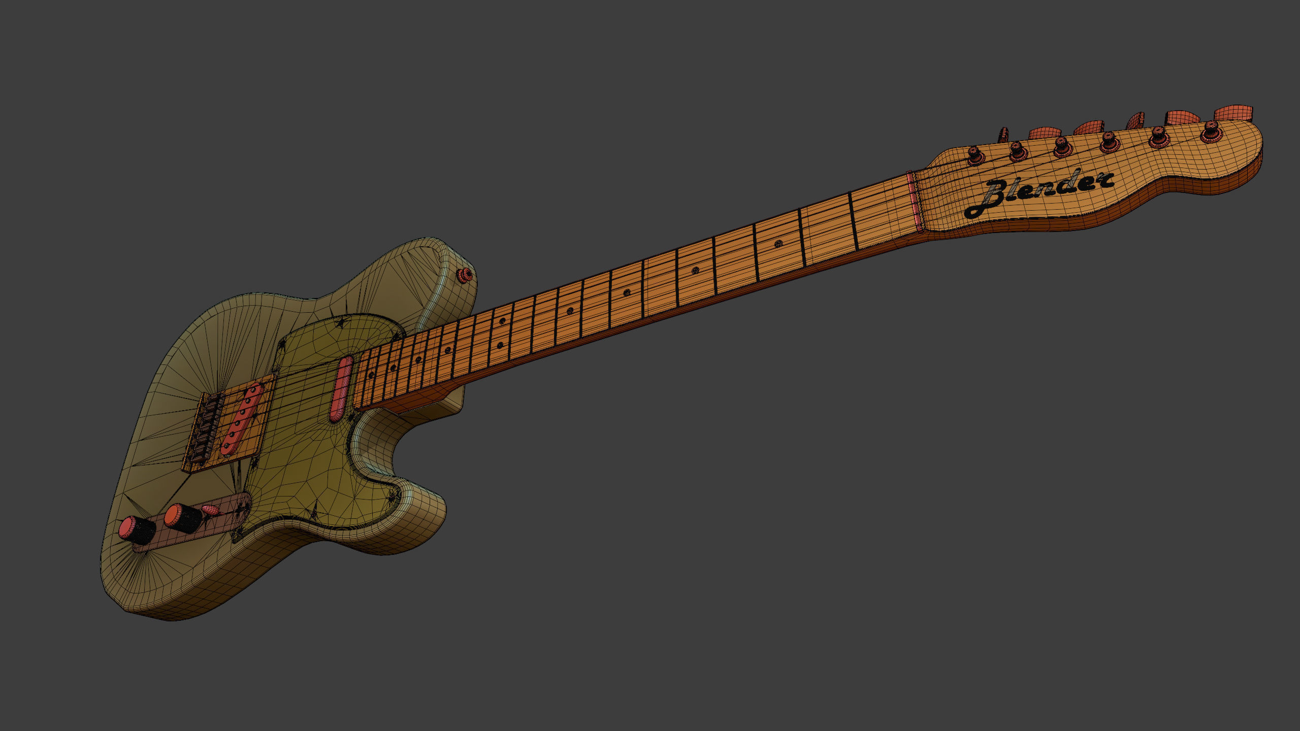 Telecaster Style Electric Guitar Low-poly 3D model_5