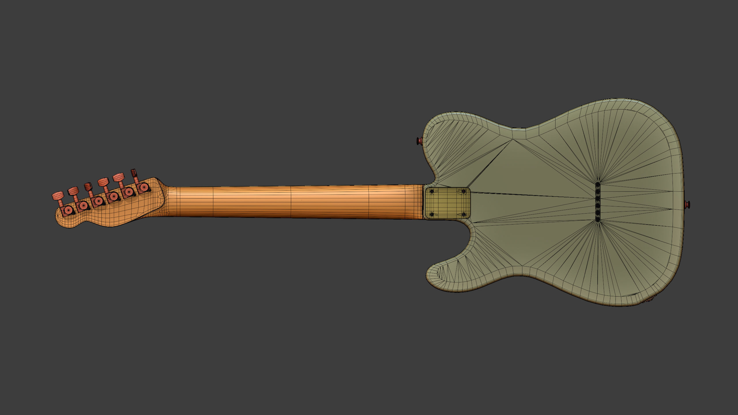 Telecaster Style Electric Guitar Low-poly 3D model_7