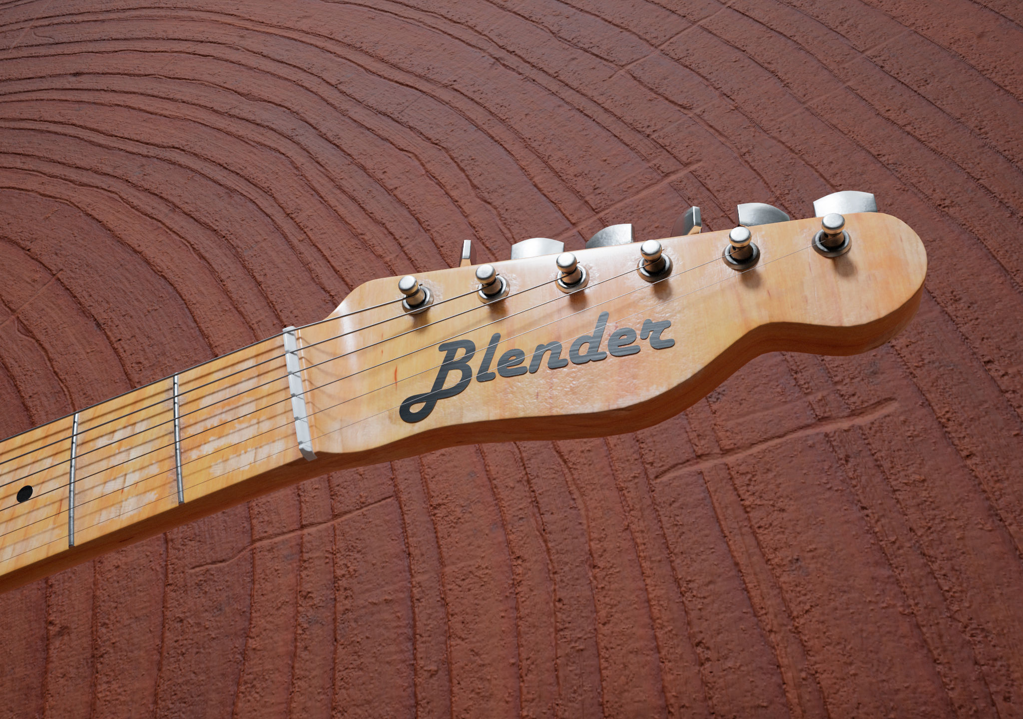 Telecaster Style Electric Guitar Low-poly 3D model_3