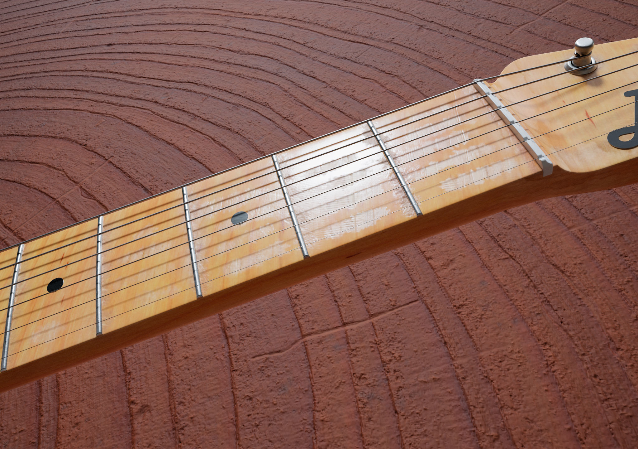 Telecaster Style Electric Guitar Low-poly 3D model_2