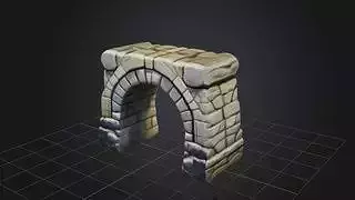 stylized low poly stone arch 