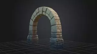 Stylized low poly stone arch 3D model_0