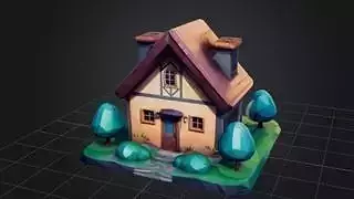 Stylized low poly house 