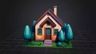 Stylized low poly house 