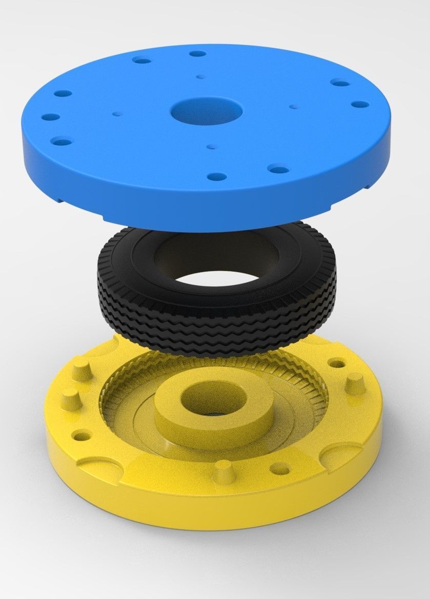 Mold for diecast truck tire 10 Scale 1 to 10 and 1 to 14 3D print model_1