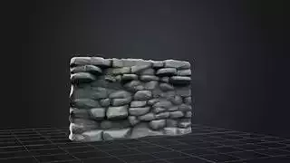 Stylized rock wall low poly 