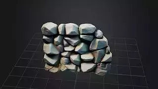Stylized rock wall low poly