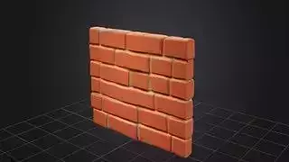 Stylized Red Brick low poly wall 
