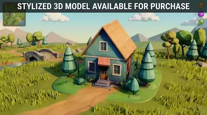 Stylized low poly house