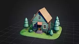Stylized low poly house