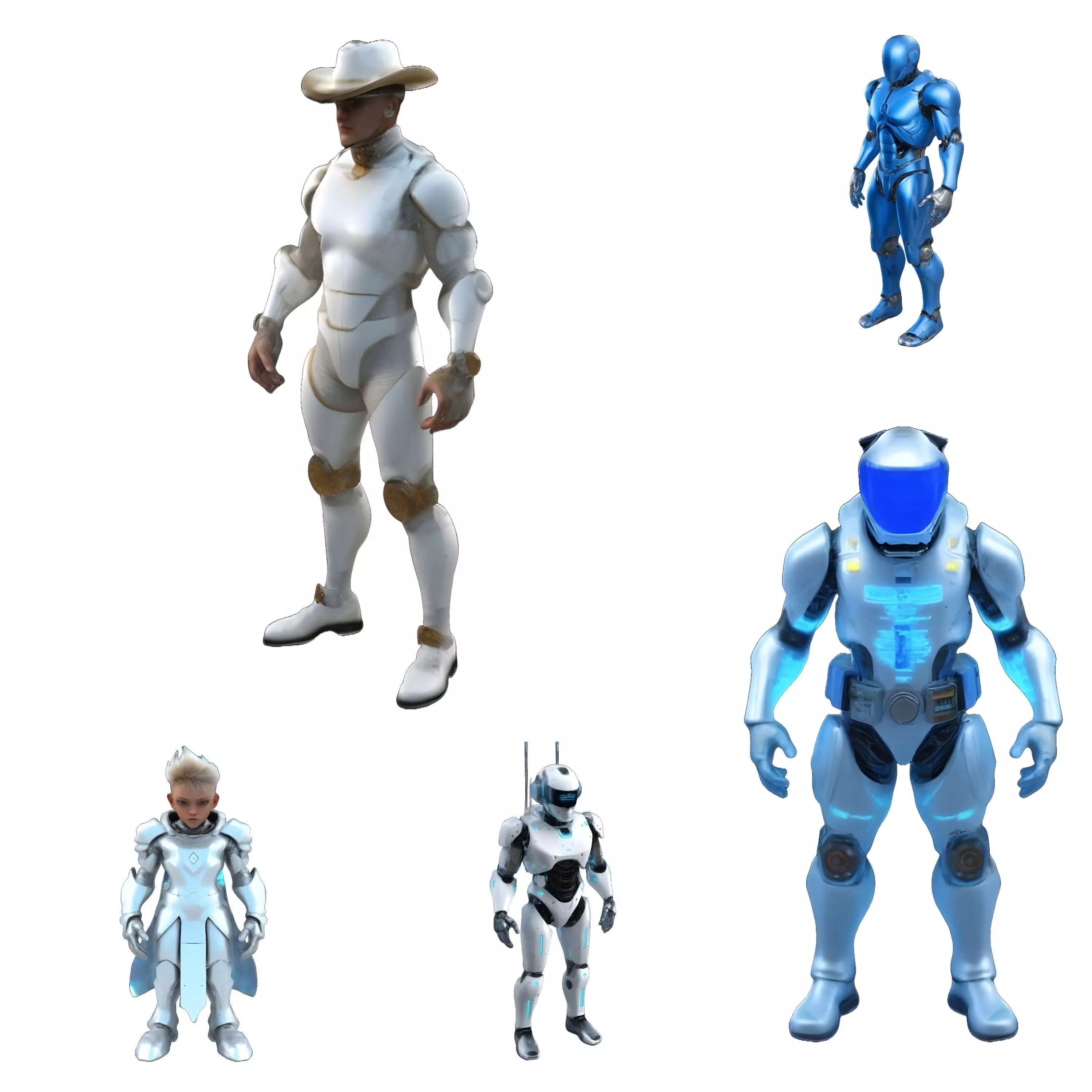 Cowboy and Future Warriors 3D print model_0