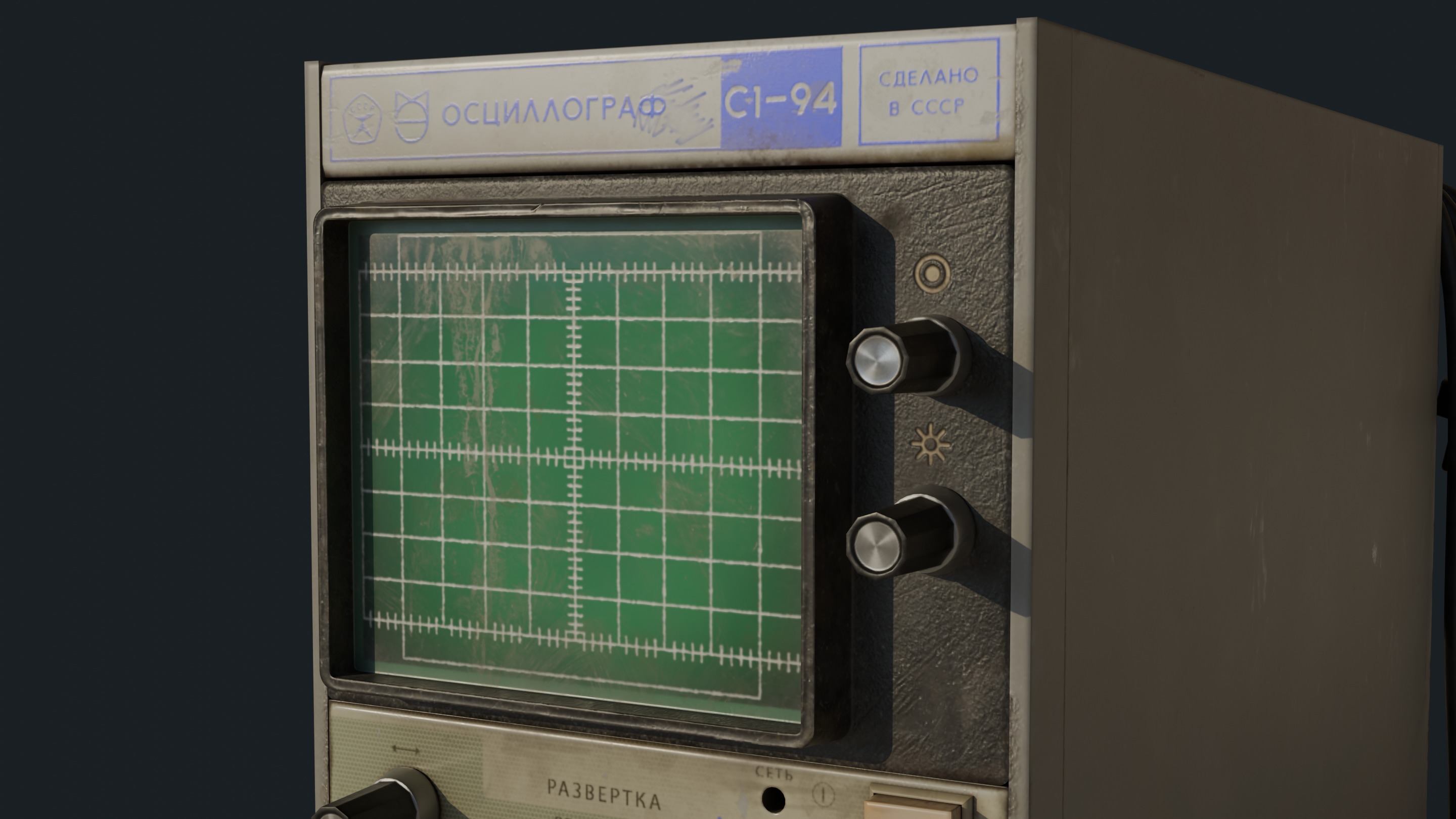 Vintage device Oscilloscope c1 94 Low-poly 3D model_5