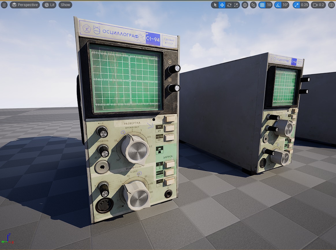 Vintage device Oscilloscope c1 94 Low-poly 3D model_8