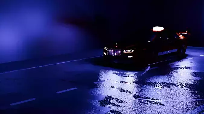 Rolls Royce red painted police car animation and model   