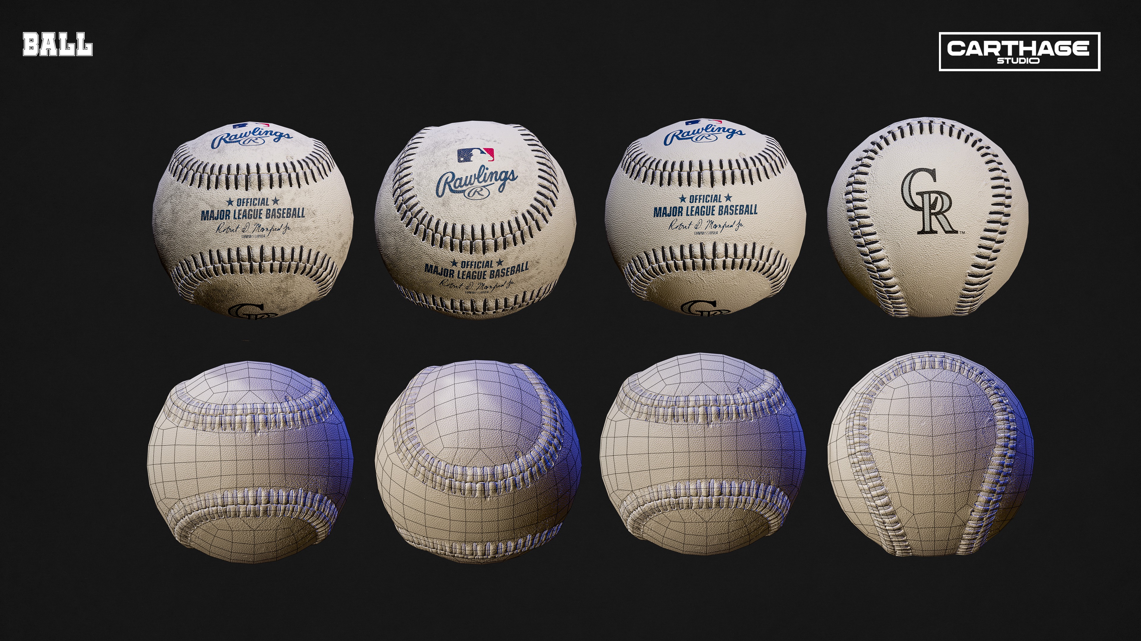 Colorado Rockies Character And Essential Baseball Equipment Low-poly 3D model_10