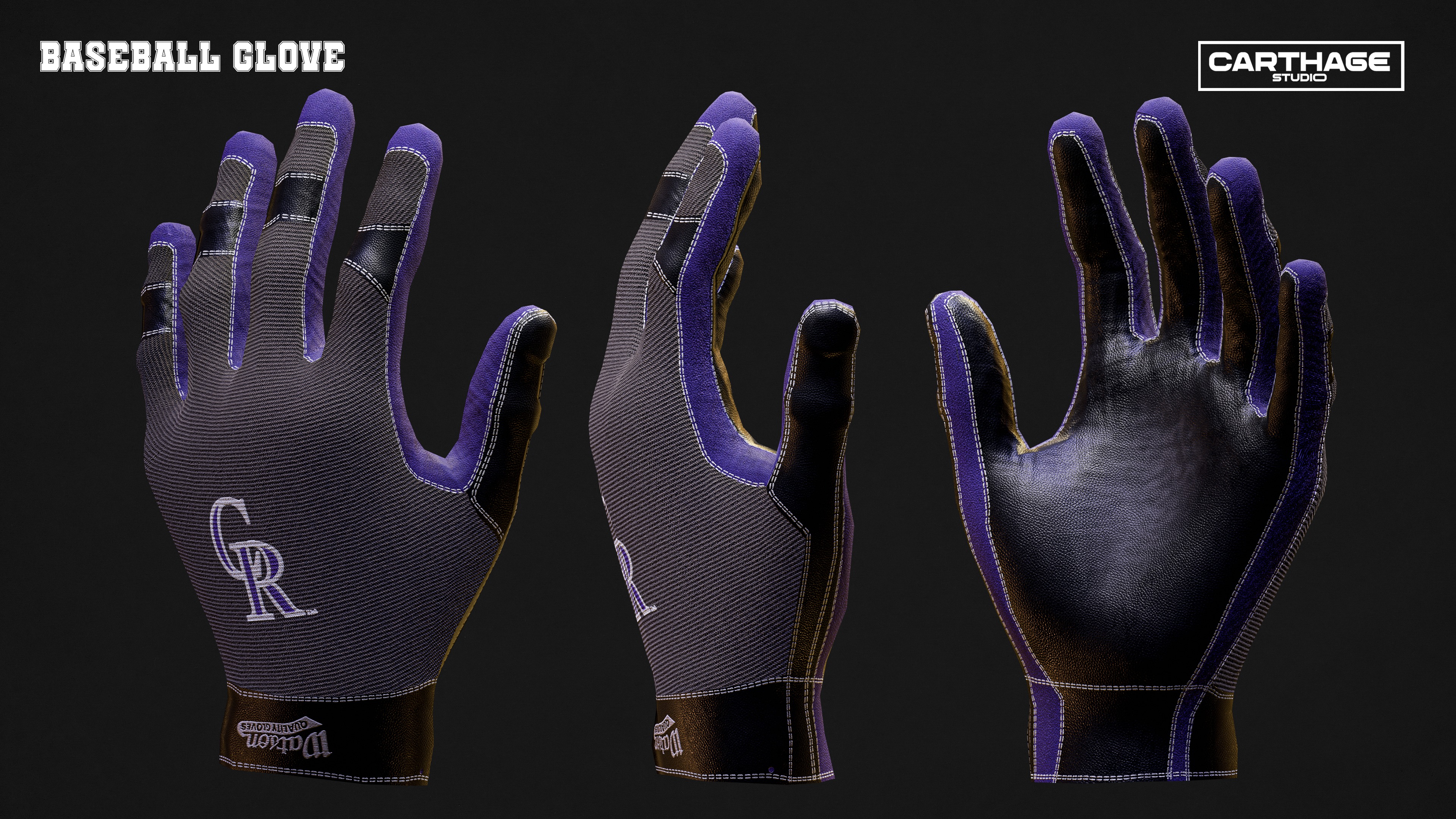 Colorado Rockies Character And Essential Baseball Equipment Low-poly 3D model_13