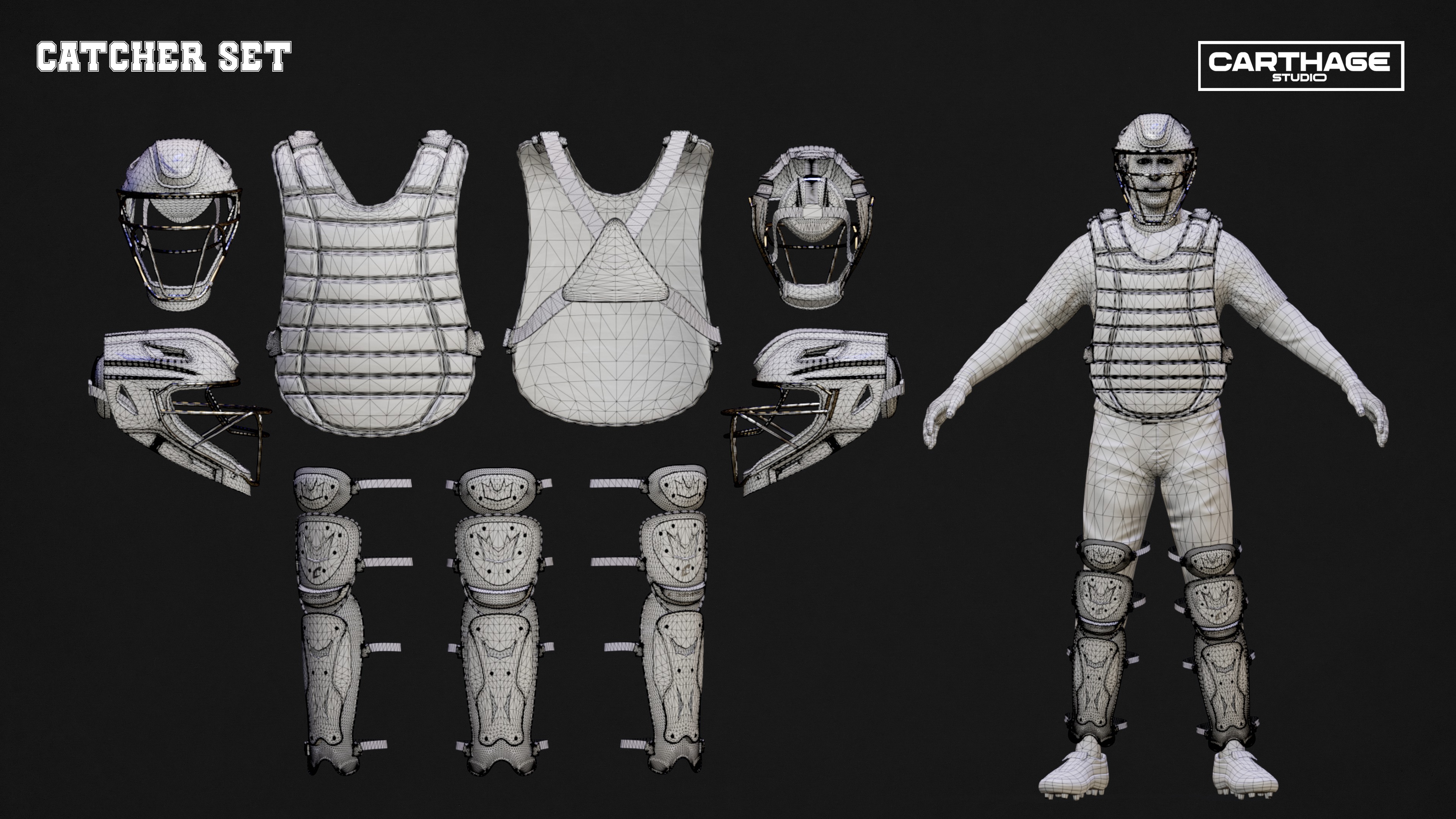 Colorado Rockies Character And Essential Baseball Equipment Low-poly 3D model_3