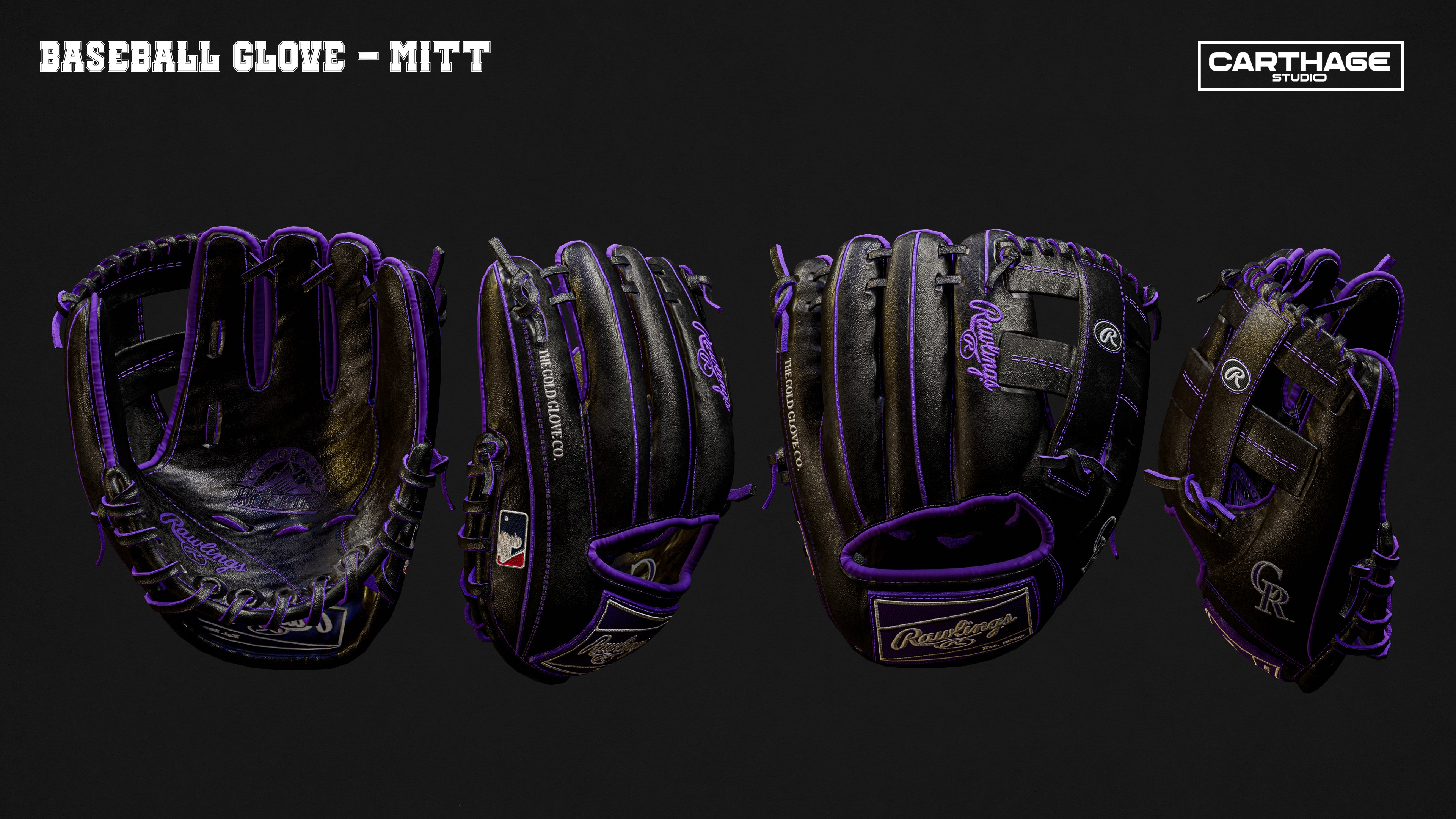 Colorado Rockies Character And Essential Baseball Equipment Low-poly 3D model_8