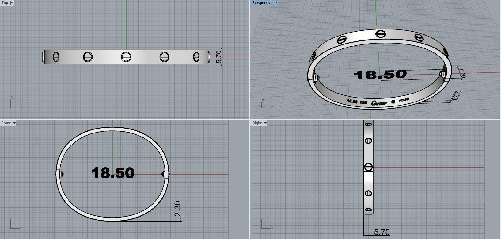 BRACELET cartier love 3D print model_5