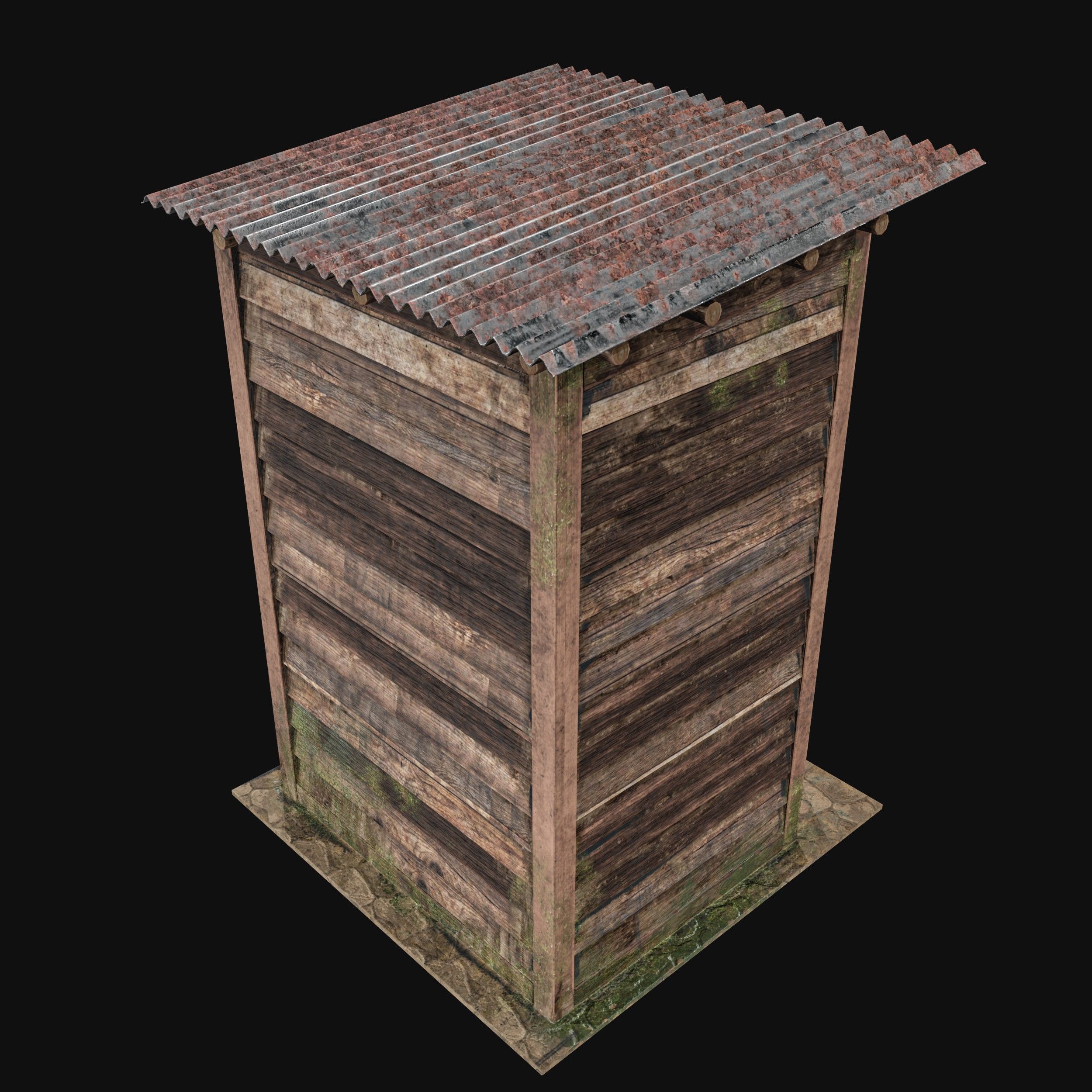 Outdoor Toilet Low-poly 3D model_13