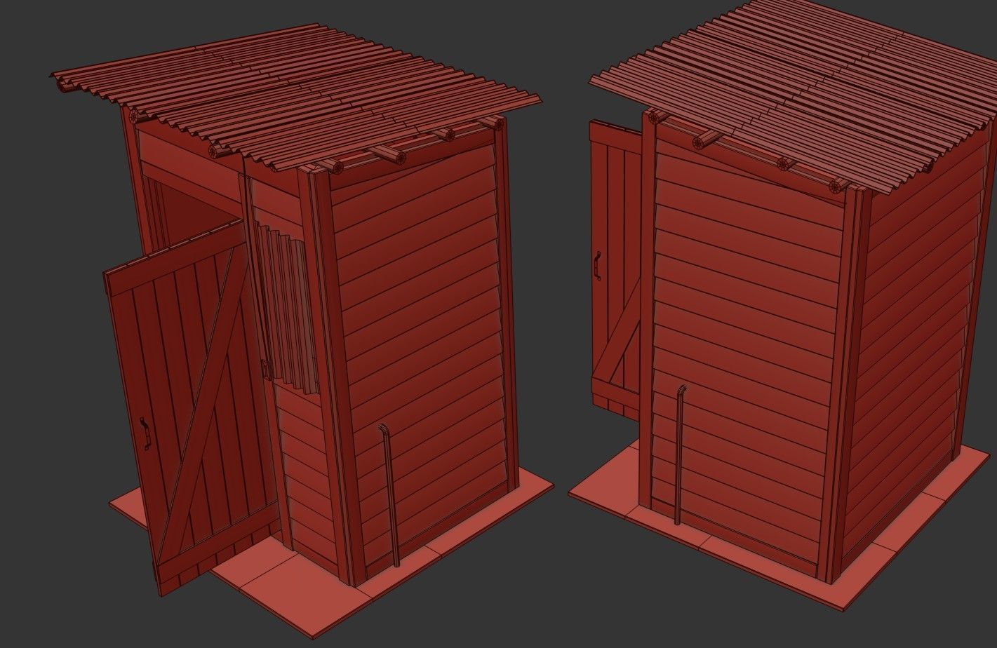 Outdoor Toilet Low-poly 3D model_32