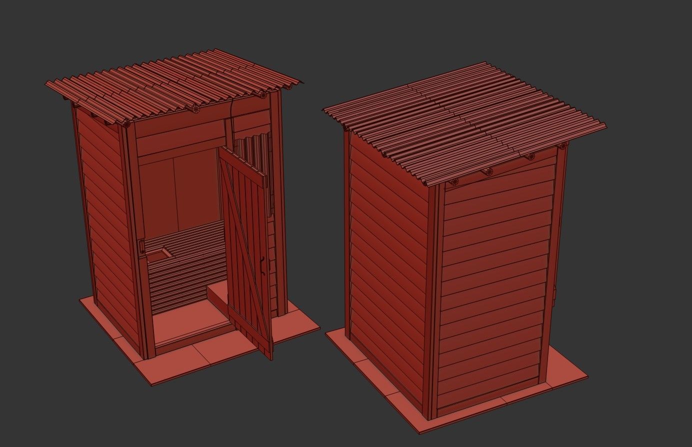 Outdoor Toilet Low-poly 3D model_35