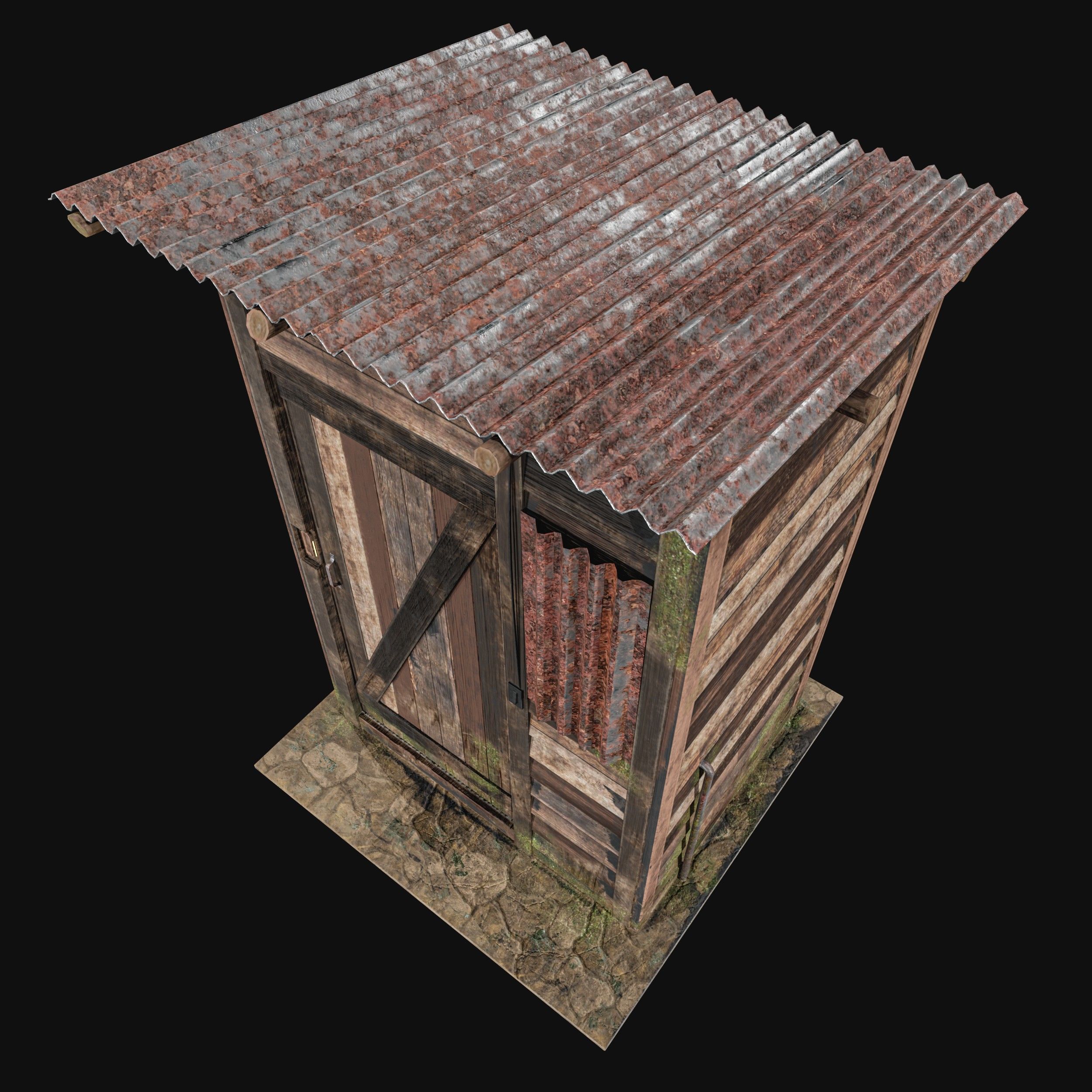 Outdoor Toilet Low-poly 3D model_18