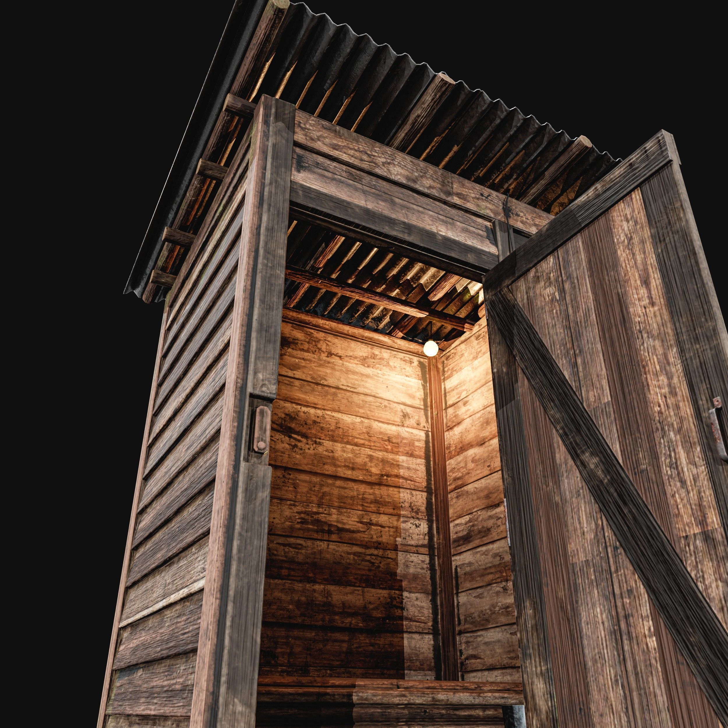 Outdoor Toilet Low-poly 3D model_10