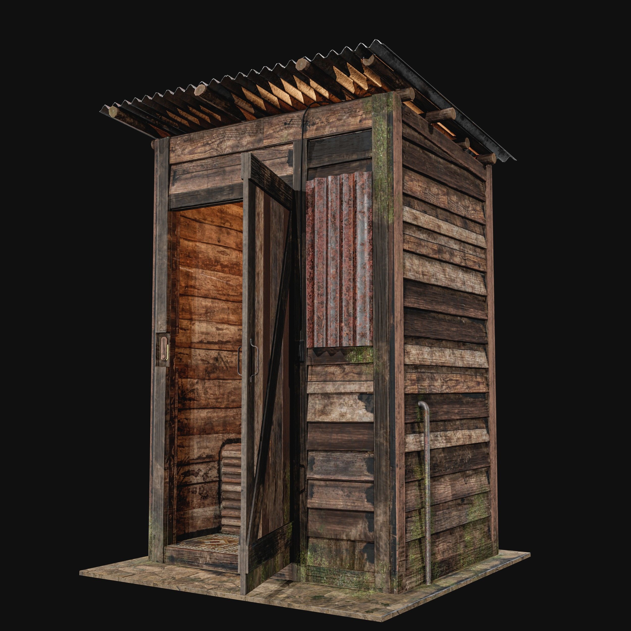 Outdoor Toilet Low-poly 3D model_11