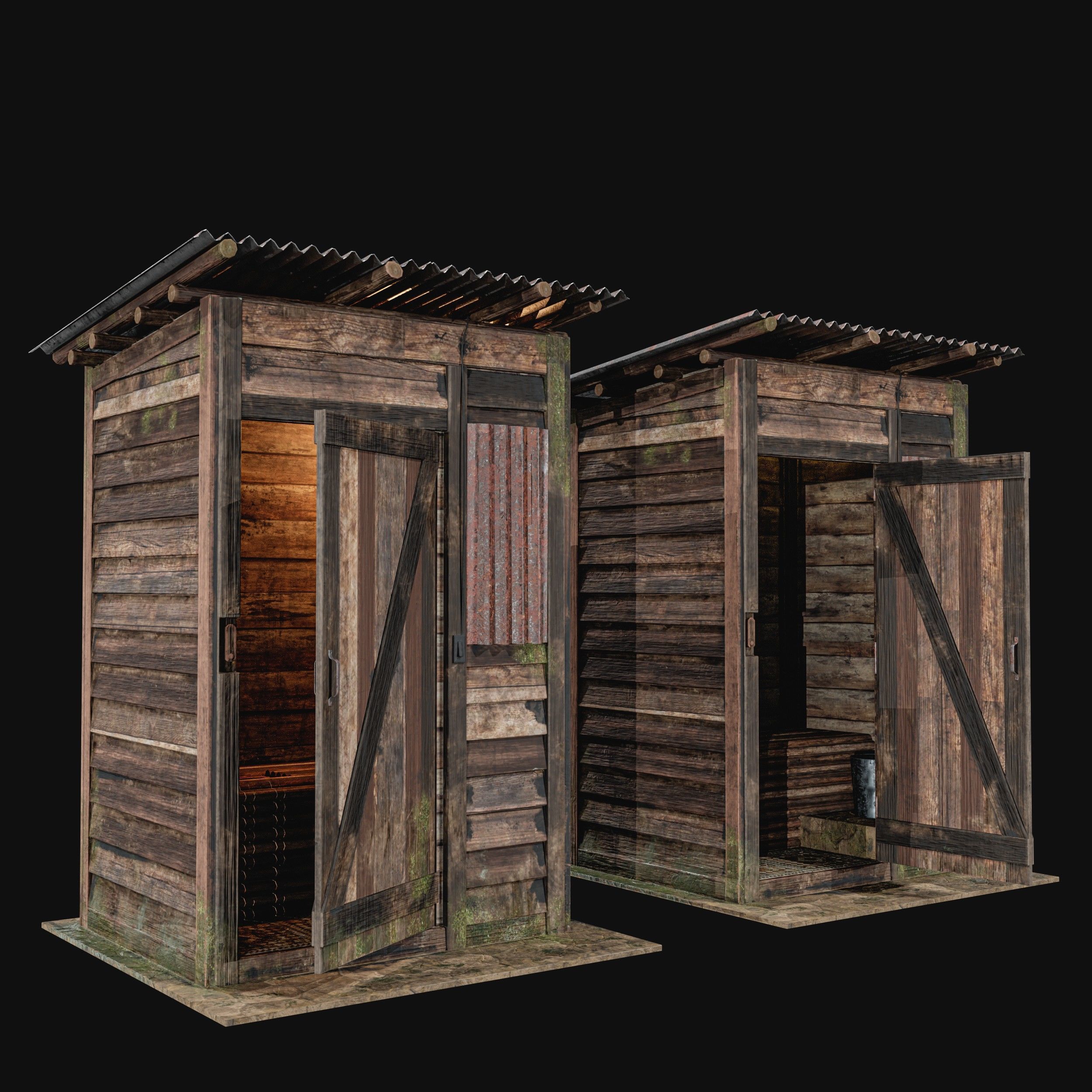 Outdoor Toilet Low-poly 3D model_7