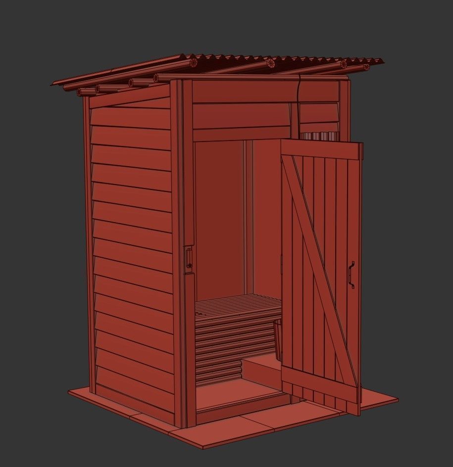 Outdoor Toilet Low-poly 3D model_29