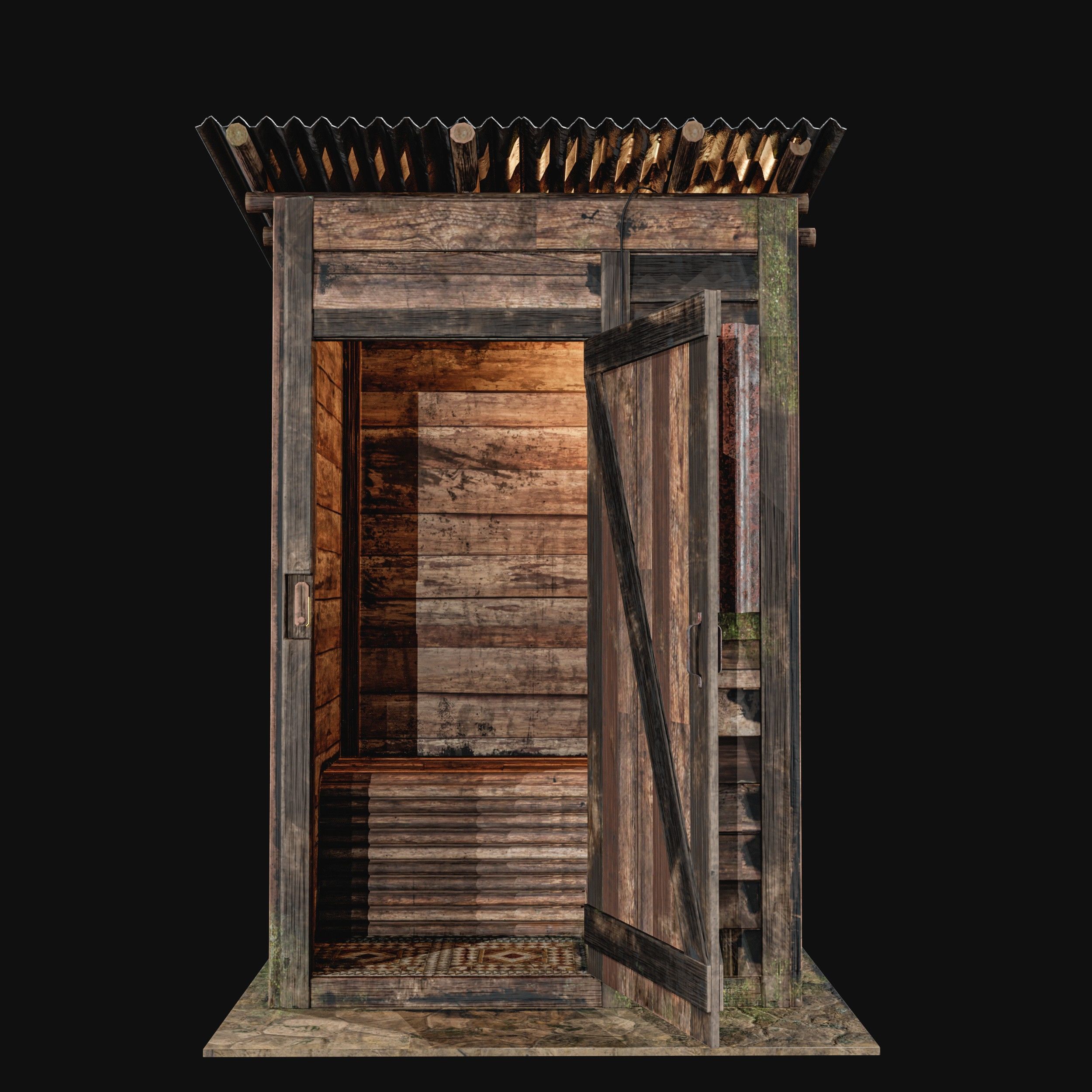 Outdoor Toilet Low-poly 3D model_14