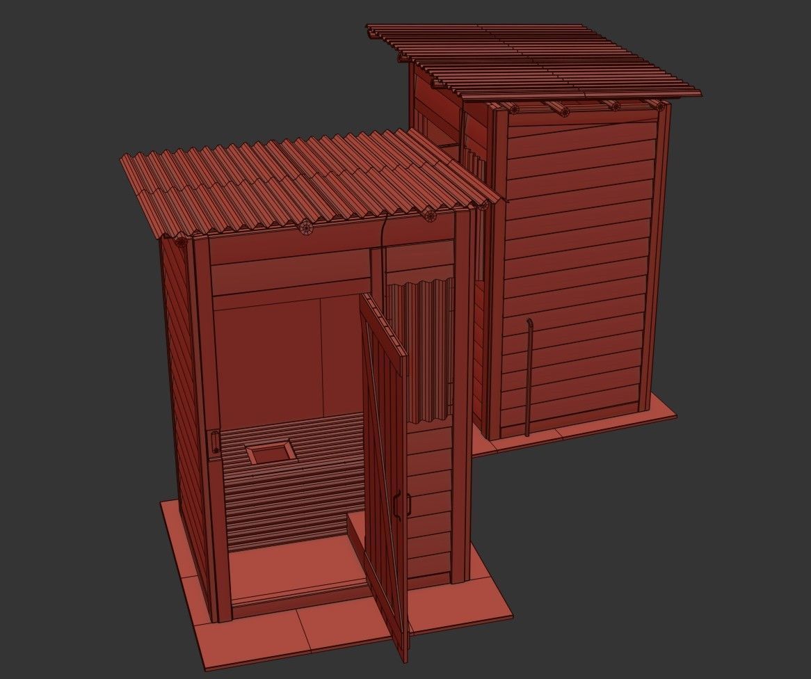 Outdoor Toilet Low-poly 3D model_31