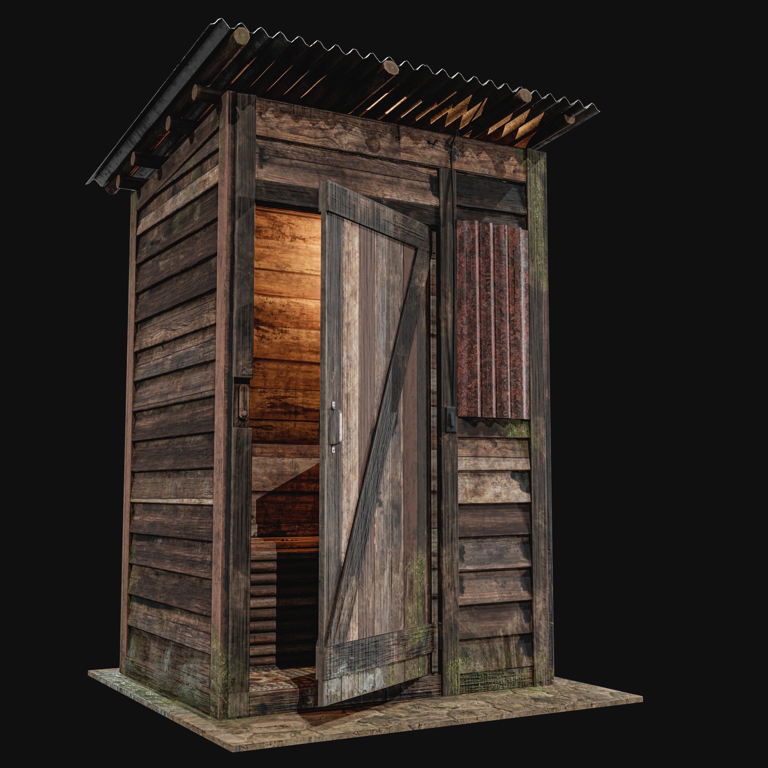 Outdoor Toilet Low-poly 3D model_16