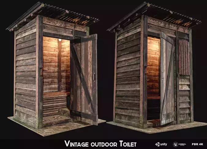 Outdoor Toilet Low-poly 3D model