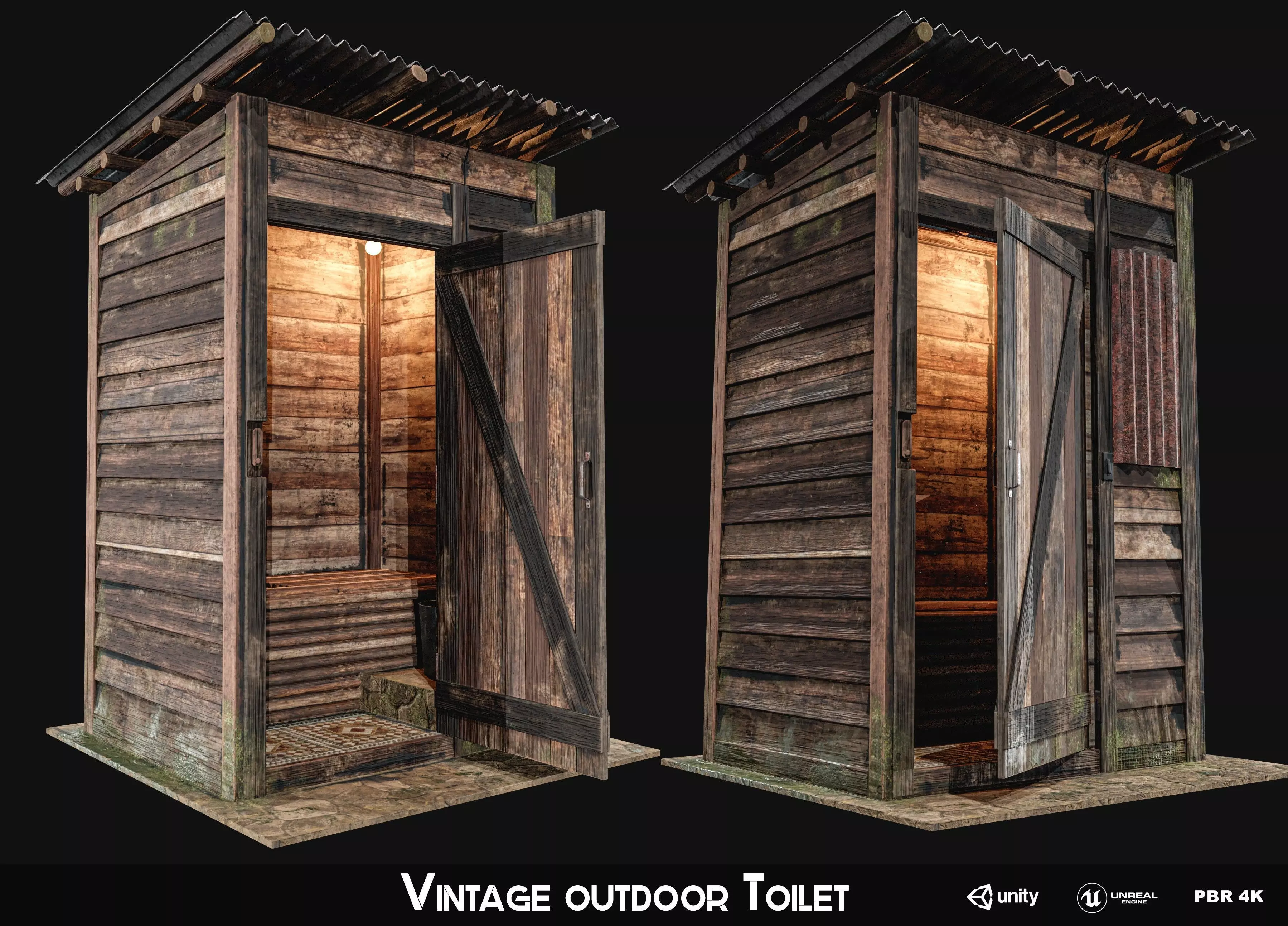 Outdoor Toilet Low-poly 3D model_0