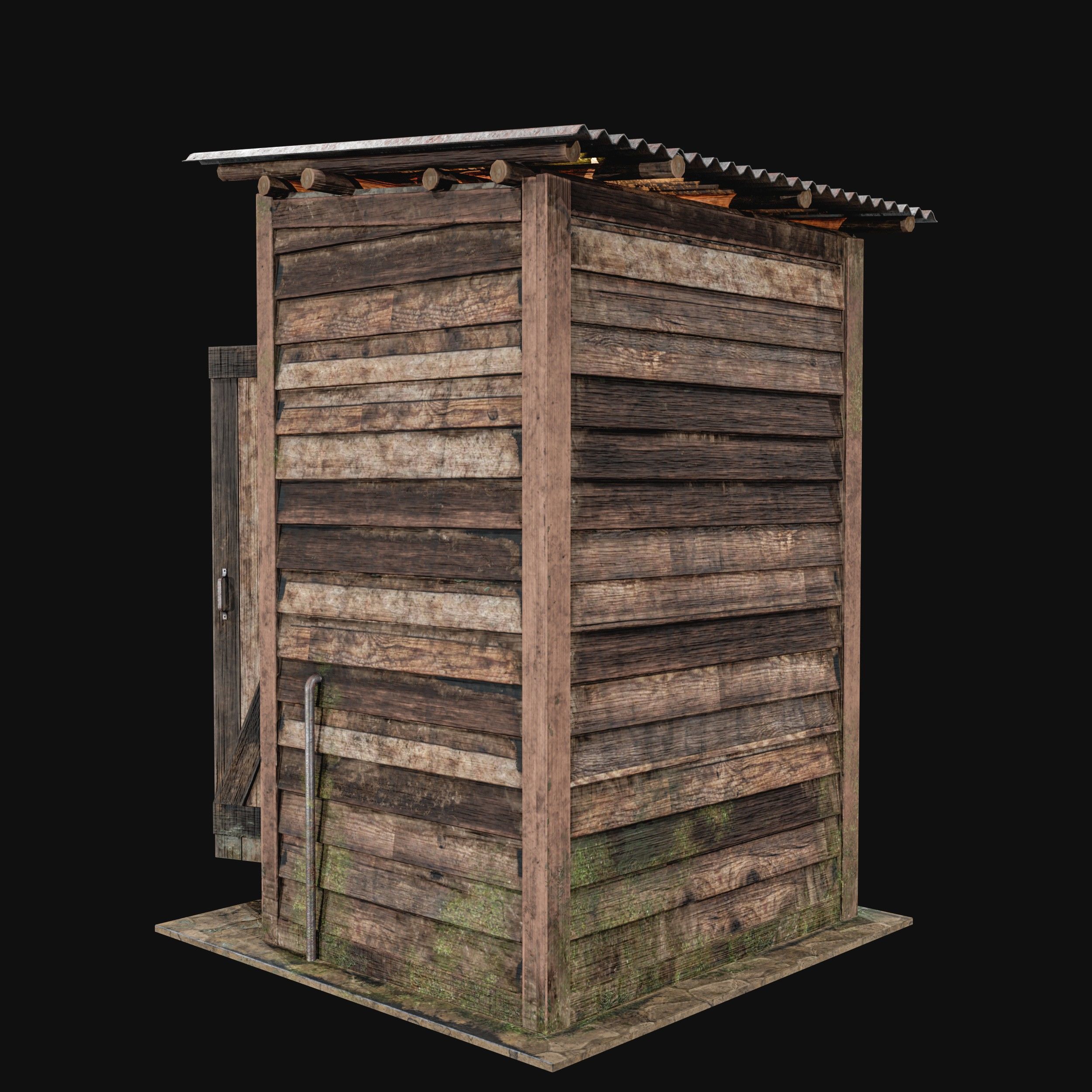 Outdoor Toilet Low-poly 3D model_20